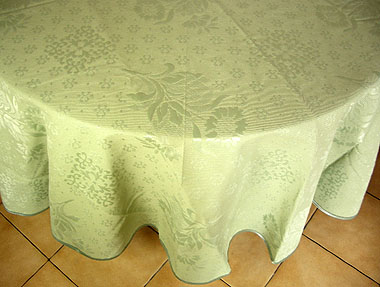 Round Jacquard Tablecloth (sunflowers. mint green)